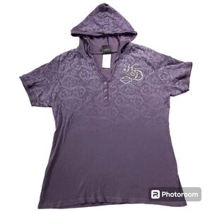 2010s Harley Davidson sz 1X Hooded Ribbed Purple Biker Shirt